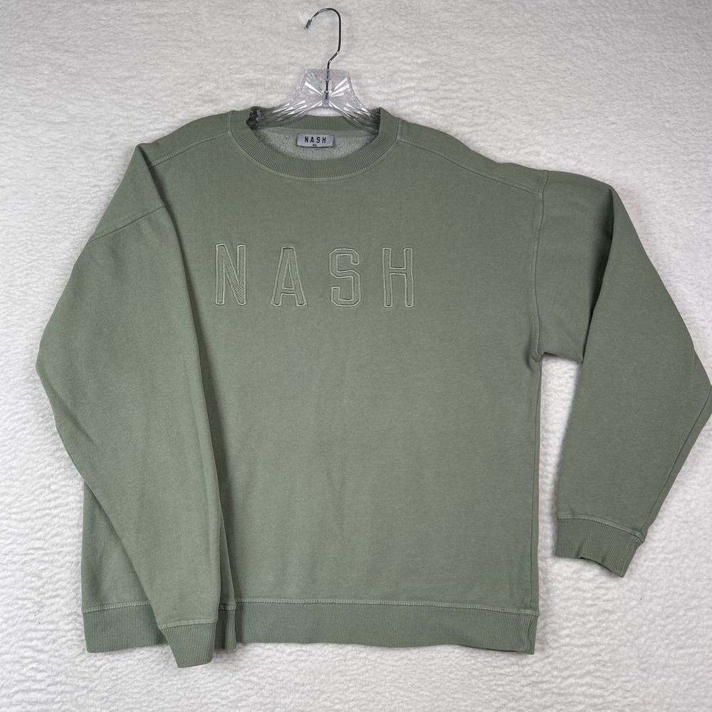 NASH The Nash Collection Crew Neck Sweatshirt Embroidered Sage Green Size‎ M/L